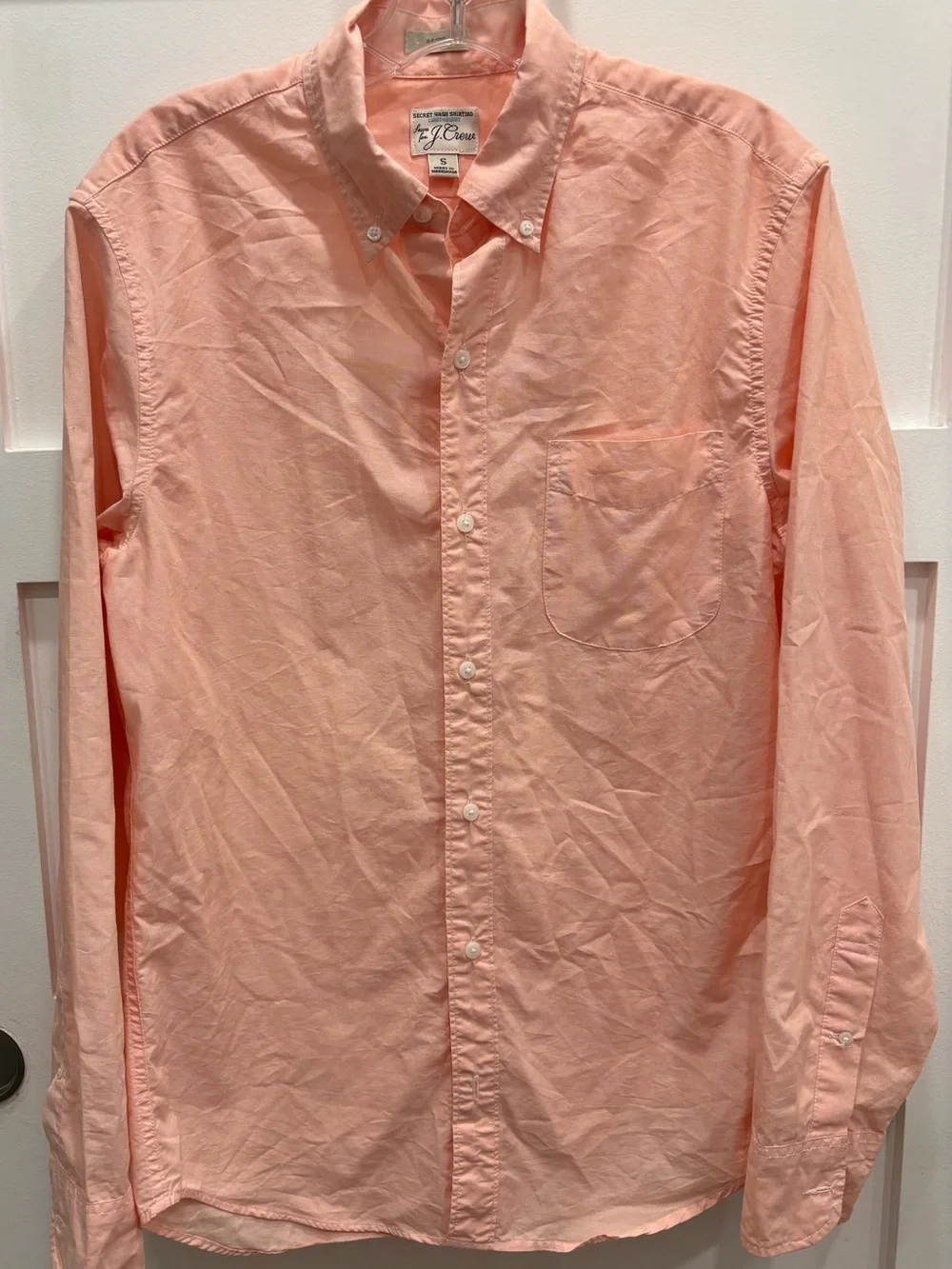 J. Crew Men's Light Peach Lightweight Button-Down Shirt w/ Cooling Fabric